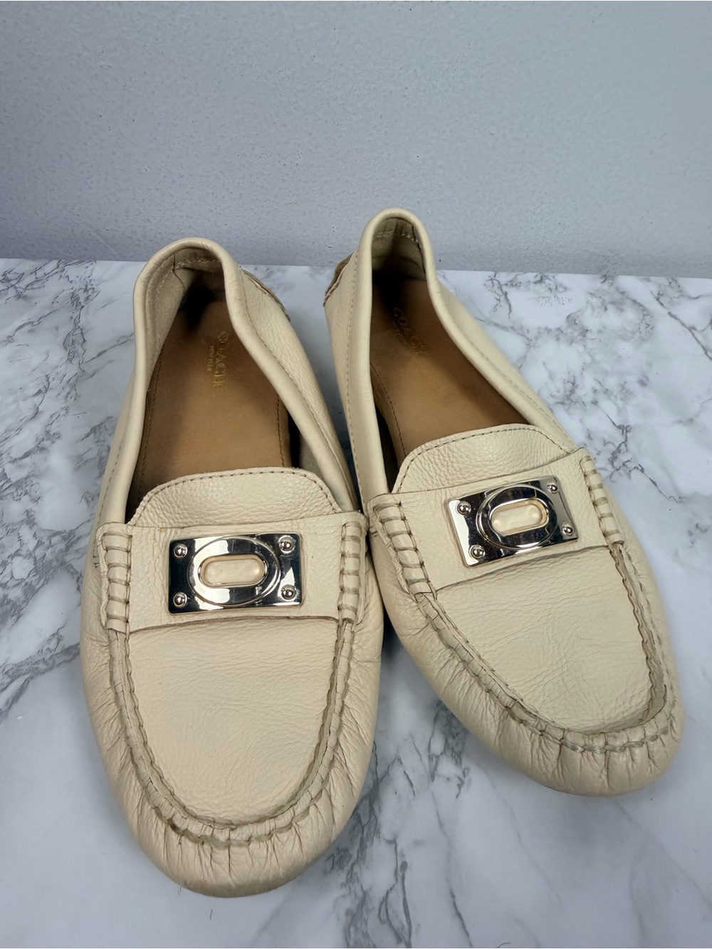 Coach Napoleon driving Loafers buckle leather Flats Size 7.5B